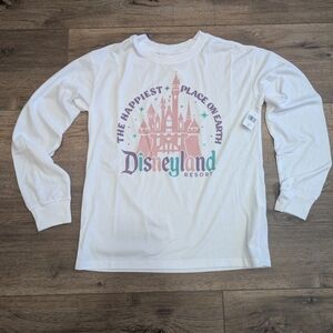 Disney White Long Sleeve Tee with Castle Graphic